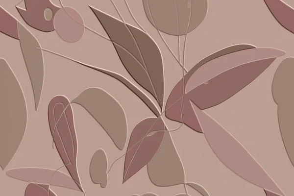 Тропічні Листя Пофарбовані Безшовний Візерунок Квітковий Рельєфний Листовий Фон Гранд — стоковий вектор