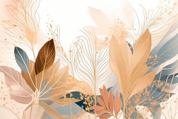 水彩画带着奇异的花朵 叶子的热带植物图案 向量肮脏的叶子美丽的背景 花形图案 热带五颜六色植物的时尚流行抽象安排 — 图库矢量图片