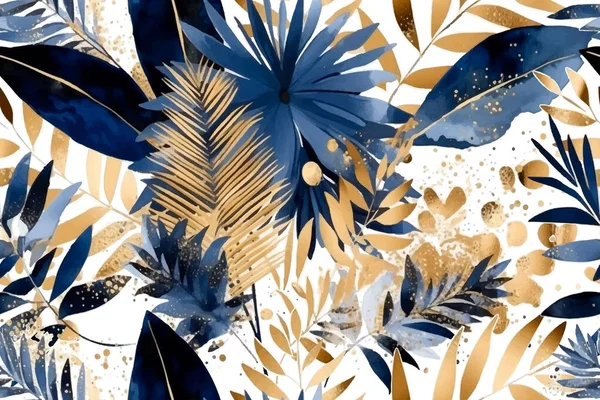 Akvarel Krásné Tropické Bezešvé Vzor Špinavé Skvrnité Akvarel Vektor Pozadí — Stockový vektor