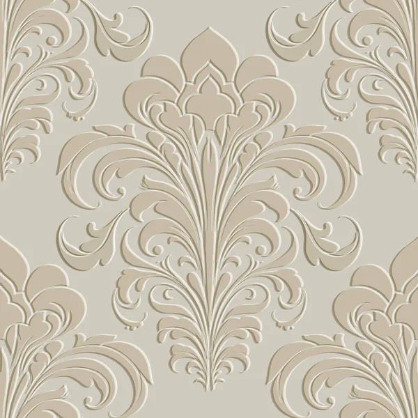 Emboss Vintage Art Nouveau Motif Floral Sans Couture Vector Baroque — Image vectorielle