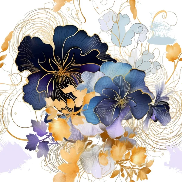 Stiefmütterchen Aquarell Schöne Blüten Stiefmütterchen Blumen Nahtlose Muster Schmutziger Aquarell — Stockvektor