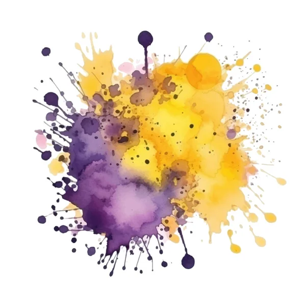 Фиолетовый Желтый Цвет Пятна Пятна Пятна Пятна Брызги Мазок Кисти — стоковый вектор