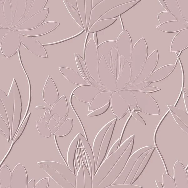 Relief Motif Floral Tropical Sans Couture Beau Fond Relief Texturé — Image vectorielle
