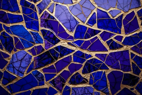 Mozaika Luksusowy Kobalt Niebieski Marmurkowe Abstrakcyjne Tło Złotymi Żyłami Intarsji — Wektor stockowy