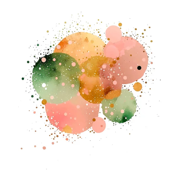 Moderní Barevné Akvarelové Kruhy Stříkající Skvrny Skvrny Skvrny Vzor Olivově — Stockový vektor