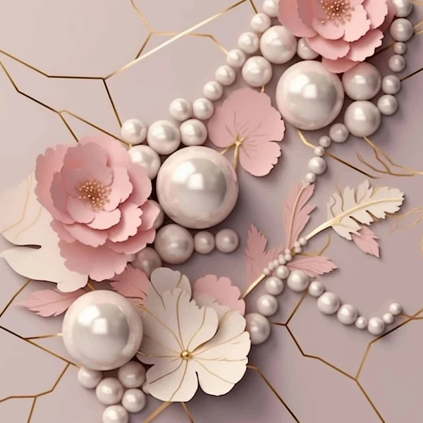 Schmuck Schöne Muster Hintergrund Illustration Mit Perlen Halskette Papier Geschnittene — Stockvektor