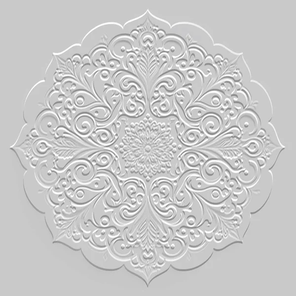 Текстурированный Винтажный Тиснение Линии Вокруг Дамаска Мандала Шаблон Цветочный Тисненый — стоковый вектор