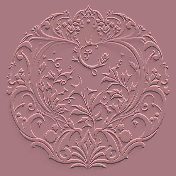 Текстурированный Винтажный Тиснение Линии Вокруг Дамаска Мандала Шаблон Цветочный Тисненый — стоковый вектор