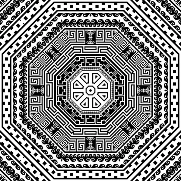 Traditional Tribal Ethnic Greek Style Chains Mandala Seamless Pattern Vector — Stock Vector