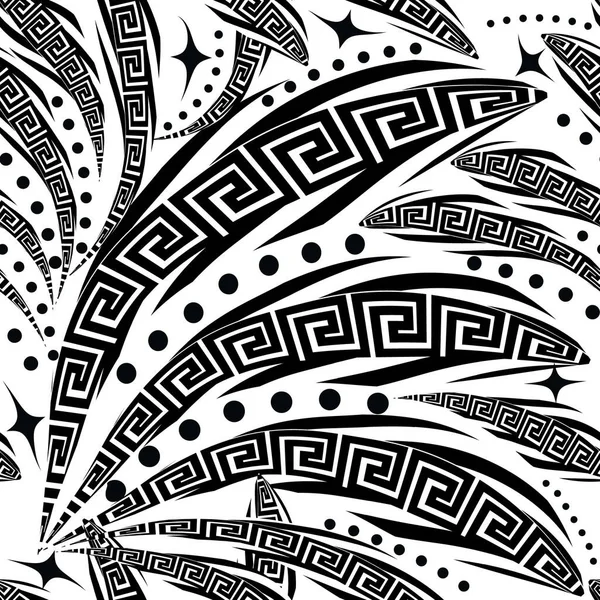 Abstraktes Ornamentales Handgezeichnetes Florales Nahtloses Muster Griechischen Stil Stammesethnisch Gemusterter — Stockvektor
