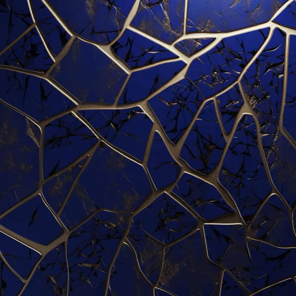 Mosaik Luxus Kobaltblau Marmorierten Abstrakten Hintergrund Mit Goldenen Linien Marmormosaik — Stockvektor