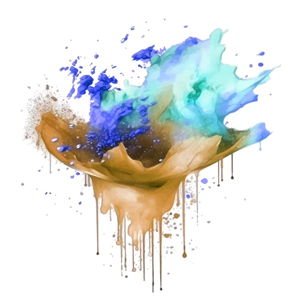 Colorful Watercolor Splash Splatter Stain Brush Strokes Drops White Background — Stock Vector