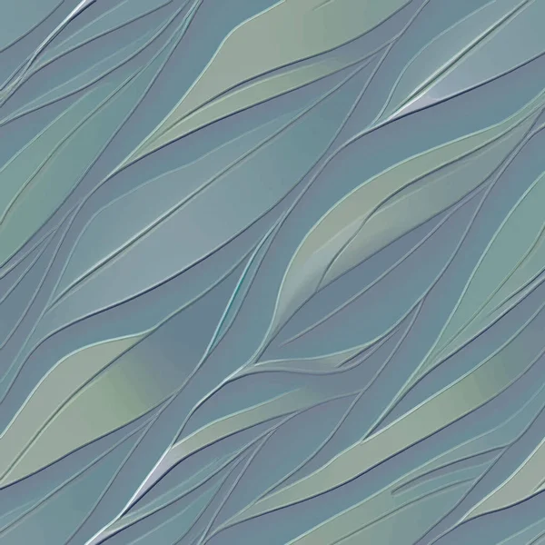 要旨テクスチャ付きエンボス3D葉のシームレスなパターン ベクトル波状の線と葉のエンボス加工の背景 救援活動を繰り返す 葉が落ちている表面のグランジ花の装飾 無限のテクスチャ — ストックベクタ