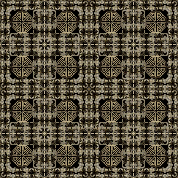 Checkered Gold Celtic Vector Seamless Pattern Modern Ornamental Luxury Grid — Stock Vector