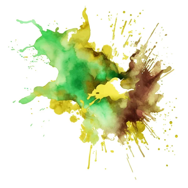 Зеленый Желтый Цвет Брызг Акварели Пятна Пятна Белом Фоне Красочные — стоковый вектор