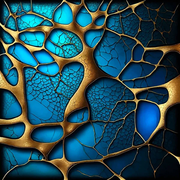 Роскошный Трехмерный Синий Золотой Абстрактный Фон Золотыми Волнистыми Линиями Инкрустированными — стоковый вектор