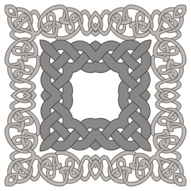 Kare çerçeveler, sınırlar. Kelt Arabesk kabilesinin etnik tarzı karmaşık çerçeve kalıpları. Süslü vektör beyaz arka plan. Güzel klasik Arap süsü. Kelt düğümleri, çerçeveler, sınırlar.