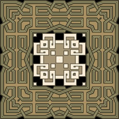 Kelt tarzı Yunan çizgileri kare çerçeveleri pürüzsüz desen ile sınırlıdır. Renkli süslemeli vektör arka planı. Arkaplanı tekrar et. Kabile etnik geleneksel simetrik süsler. Yunan anahtar çeviricileri.