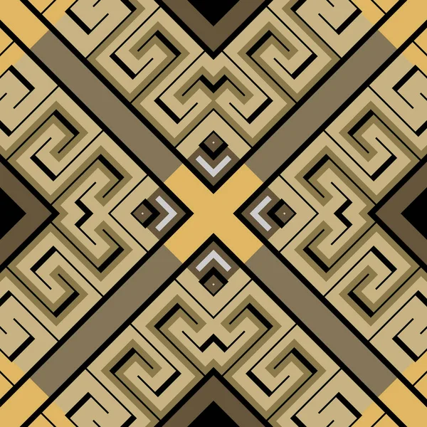 传统的部落式的无缝模式 矢量装饰希腊背景 优雅的重复背景 黄金几何曲率装饰 现代对称抽象设计 无尽的质感 — 图库矢量图片