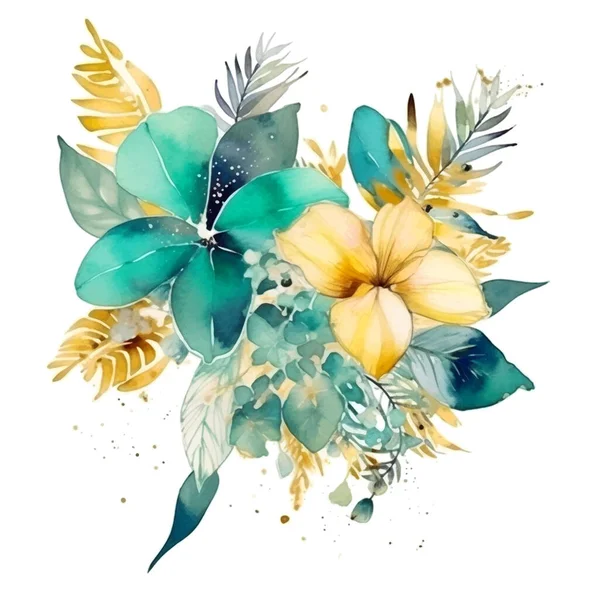Aquarelle Floral Tropical Fleurs Exotiques Motif Fleurs Lis Aquarelle Vecteur — Image vectorielle