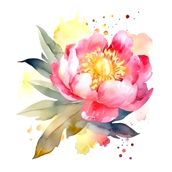 Watercolor Beautiful Pink Blossom Peony Flower Pattern Floral Watercolor Vector — Stock Vector