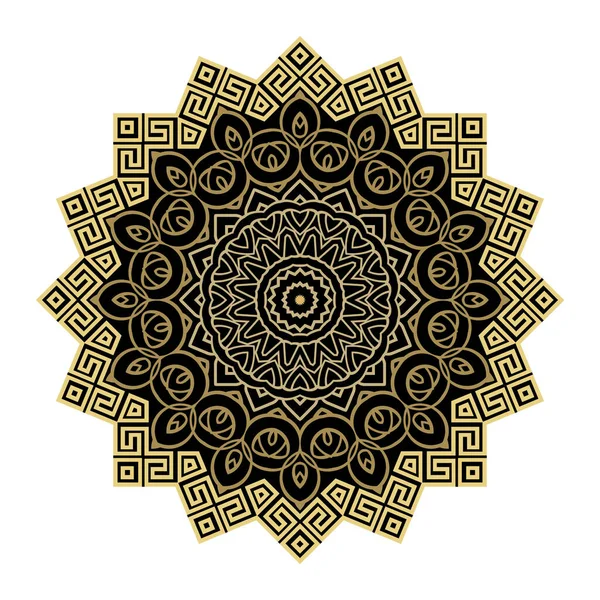 Patrón Mandala Griego Zigzag Fondo Colorido Vector Floral Griego Hermosos — Vector de stock