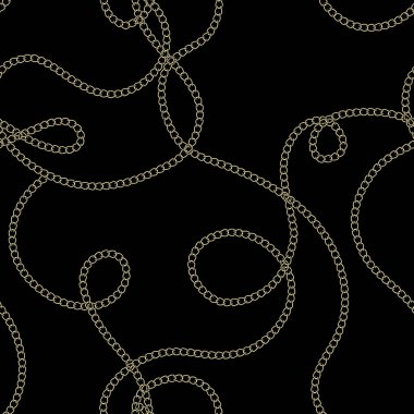 Zincirler kusursuz desen. Karalama el çizimi sanat eğrisi zinciri süslemeleri. Süslü vektör güzel arka plan. Zincirli kolyelerle dekoratif arka planı tekrarla. Modern desenli dekoratif tasarım.