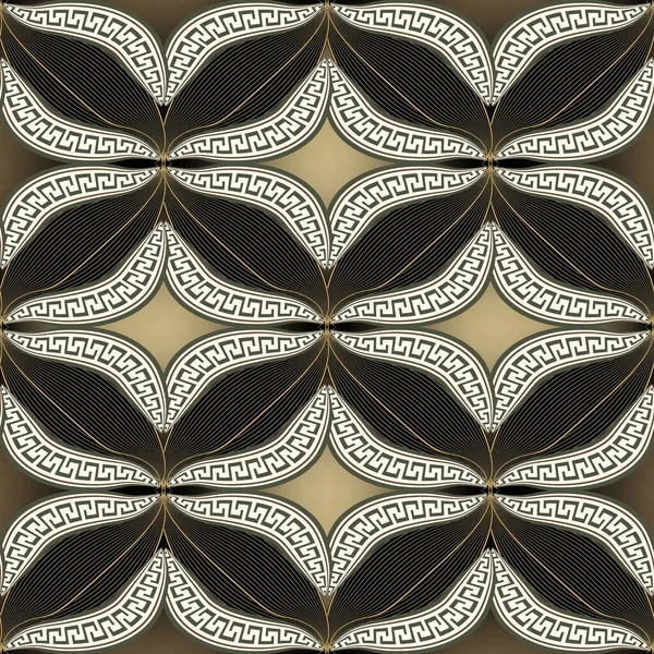 Floral Griechisch Mäandert Schöne Linien Nahtlose Muster Ornamentaler Moderner Vektorhintergrund — Stockvektor