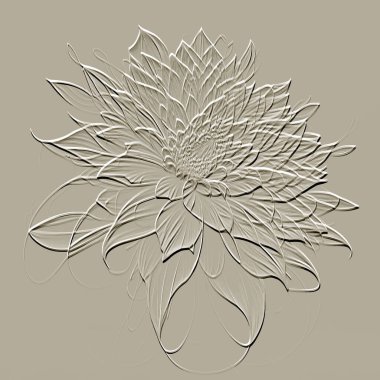Çizgi 3 boyutlu çiçek. Kabartmalı çiçek desenleri. Güzel desenli çiçek rahatlama arka planı. Kabartma bej arkaplan çizimi. Yüzey çiçeği. Kabartma efektli 3D çizgili çiçek süsü.