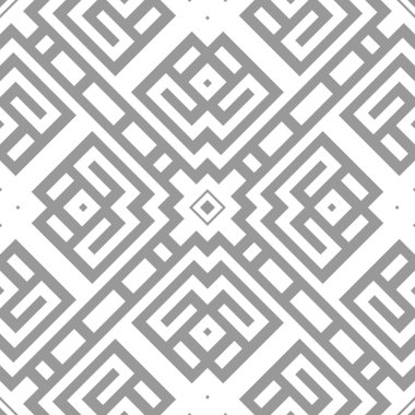 Kabile etnik geleneksel Yunan tarzında zarif, pürüzsüz bir model. Gri geometrik modern süslemelerle süslü beyaz vektör arkaplan çizimi, Yunan anahtar çizimleri. Sonsuz doku.