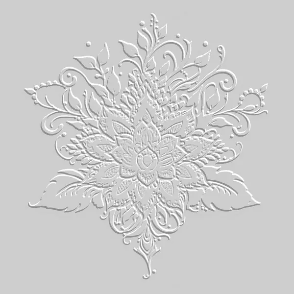 テクスチャエンボス3Dヴィンテージフラワーパターンイラスト フローラルは白い背景を浮彫りにしました 現代のベクトルバックドロップ ラインアートの花 抽象的な手描きの表面エスニックスタイルの装飾 — ストックベクタ