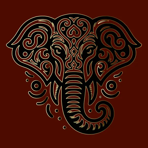 Bela Linha Ouro Arte Padrão Elefante Ornamental Fundo Vetorial Moderno Gráficos De Vetores