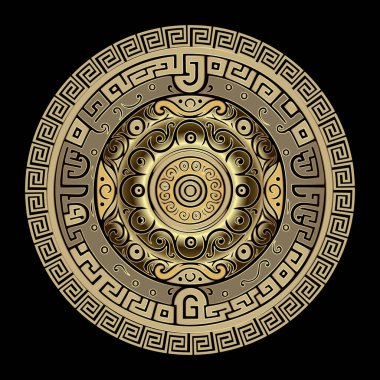 Dolambaçlı Çin geleneksel 3d mandala desenli. Vektör süsleme etnik çiçek geçmişi. Siyah arkaplanda altın dekoratif süsler. Çin yeni yılı. Lüks dekoratif doku.