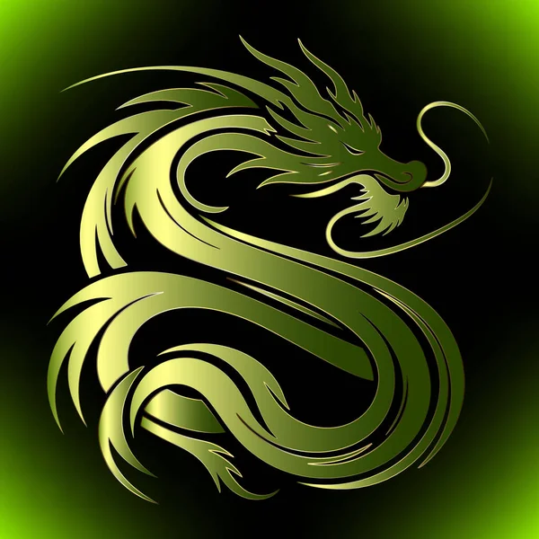 Luxo Chinês Tradicional Ornamental Verde Ouro Dragão Padrão Feliz Ano Ilustração De Stock