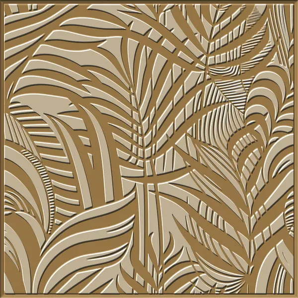 Тропический Тимпан Пальмовые Листья Полосатый Бесшовный Узор Векторный Текстурированный Цветочный Стоковый вектор