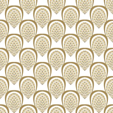 Kemerler ve eğriler. Deko vektörü kusursuz desen. Kabilesel etnik süsleme arka planlarını tekrar et. Altın yay süslemeleri. Geometrik modern tasarım. Sonsuz doku. Moda dekoratif desen.