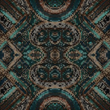 Mozaik pikseller, antik Yunan tarzı, modern, pürüzsüz desen. Süslü vektör dokulu gru arkaplan. Geometrik soyut arkaplanı tekrar et. Yarım ton mozaik süslemeyi kareler. Bitmek bilmeyen iğrenç bir doku.