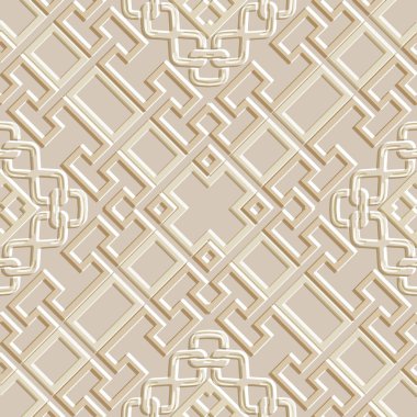 Kabartma stili 3 boyutlu, zincirli, pürüzsüz desen. Süslü, hafif arka plan. Tekrar ediyorum, rahatlama arkaplanı. Kabartma efektli zarif yüzey süsleri. Sonsuz doku.