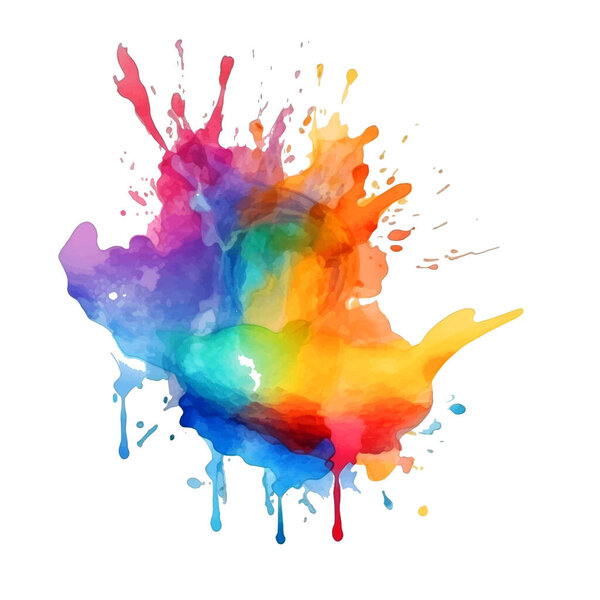 Colores Arco Iris Acuarela Salpicadura Manchas Pinceladas Sobre Fondo Blanco — Vector de stock