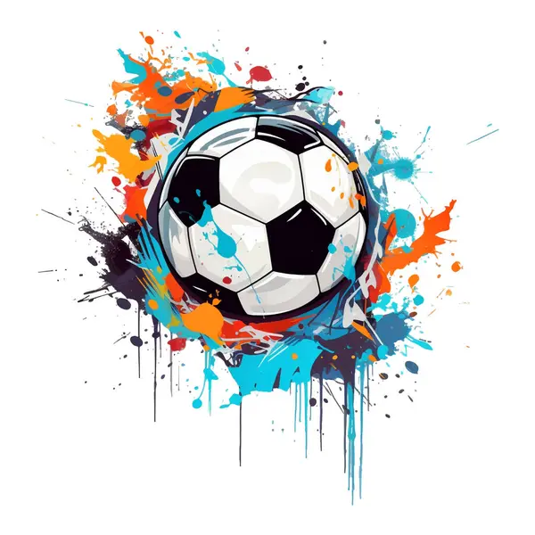3D graffiti stili spor futbolu hedefi futbol eğlenceli soyut model arkaplan çizimi renkli boya sıçramaları, sıçramalar. Vektör parlak moda futbol tasarımı.