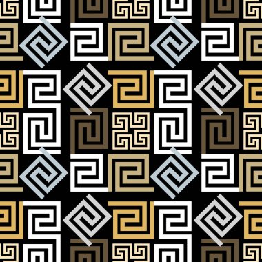 Antik Yunan tarzında zarif geometrik desenli antik Yunan tarzı kıvrımlı, kare, eşkenar dörtgen, şekiller, çizgiler. Vektör yunan geçmişi. Modern süsler. Soyut tasarım. Sonsuz doku.