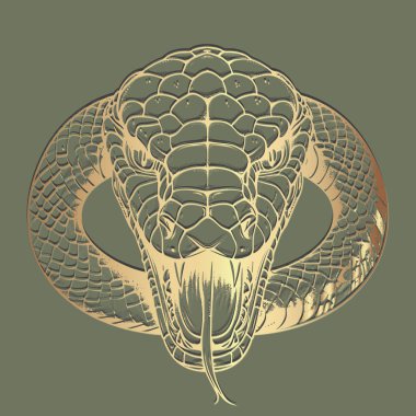 Kabartmalı 3 boyutlu yılan kafası silueti. Mutlu Çin Yeni Yılı 2025 Zodiac burcu, Yılan Yılı. El çizimi altın dekoratif moda kabartmalı yardım hatları Kartlar, takvimler, baskılar için tasarım.