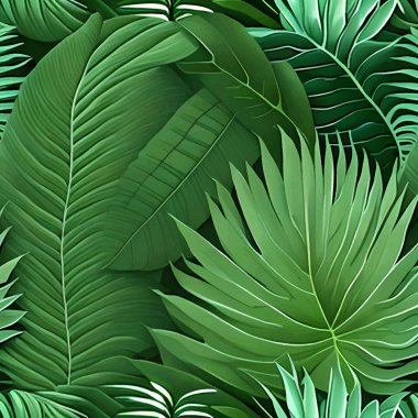 Lüks Yeşil Tropikal Yapraklı 3 boyutlu Arkaplan Resimleri. Vektör desenli Botanik Güzel Dekorasyon Yüzey 3d Tropik Bitkiler, Palmiye Yaprakları, Dallar. Zarif Süslü Tasarım. 3d Duvar Kağıdı