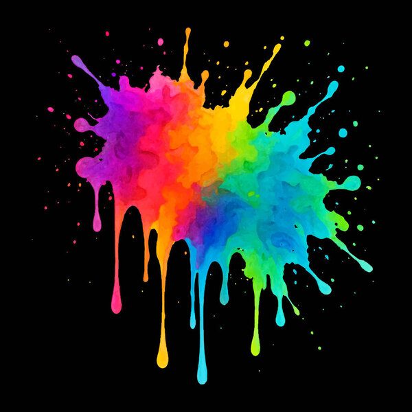 Vibrante Salpicadura Acuarela Arco Iris Con Efecto Pintura Que Gotea — Vector de stock