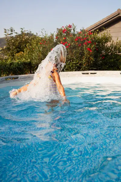 Girl Doing Pirouette Water Swimming Pool Hair Fotos De Stock