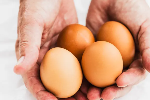 Ellerini yavaşça dört kahverengi yumurtaya koy..