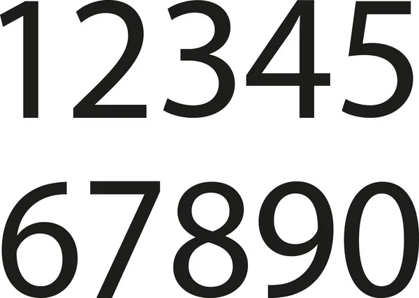 All Numbers Zero Nine Black White Background — Stock Vector