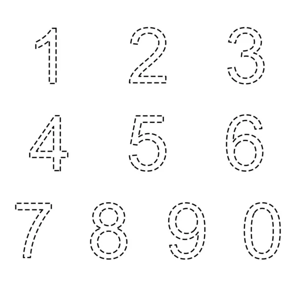 Punktierte Ziffern Von Bis Kreise Und Male Die Zahlen Ein — Stockvektor