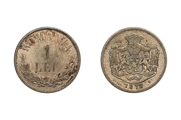 Leu 1873 Carol Antiguas Monedas Rumania Cara Las Armas Rumania — Foto de Stock