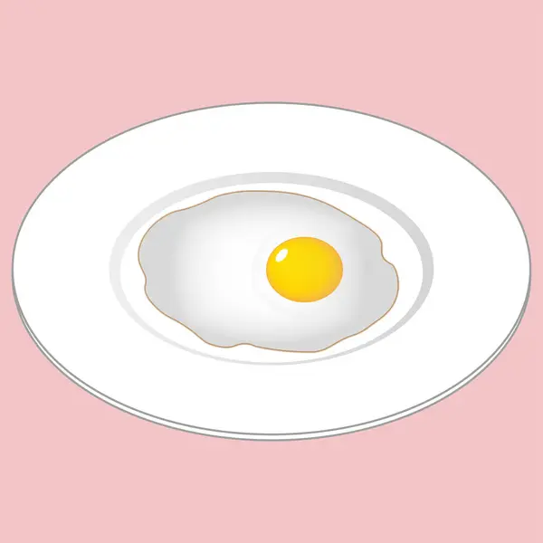 Яйца Белой Тарелке Розовом Фоне — стоковый вектор